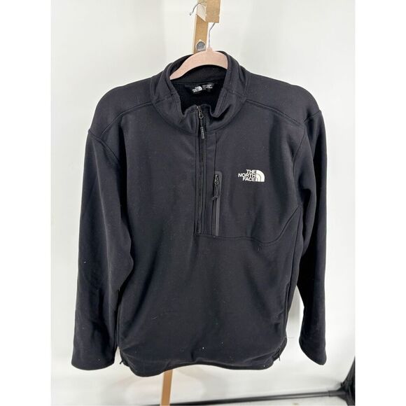 The North Face 1/4 Zip Pullover Black Men's Size Large Long Sleeve Pockets - Picture 1 of 11